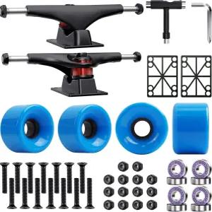 지즈모 스케이트보드 트럭 및 바퀴 세트 고반동 크루저 60mm 베어링 ABEC-11 도구 패드 하드웨어 콤보