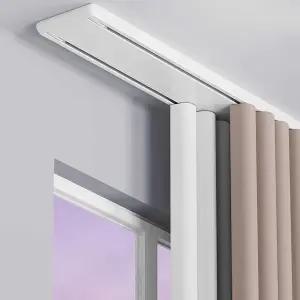 Bcofo 이중 줄 커튼 트랙 무소음 헤비 듀티 드롭 천장 - 거실 침실 병원 쉽게 설치할 수 있는 칸막이 (흰색