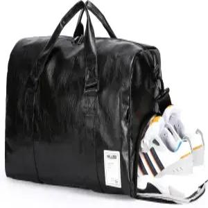 신발 수납공간과 젖은 포켓이 있는 가죽 여행 가방 스포츠 짐 토트백 남녀 여행용 더플 오버나이트