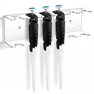 Fiwochic 벽걸이형 피펫 6포지션 아크릴 실험실 스탠드 홀더 마이크로 랙 6랩 걸이 포함되지 않음 투명