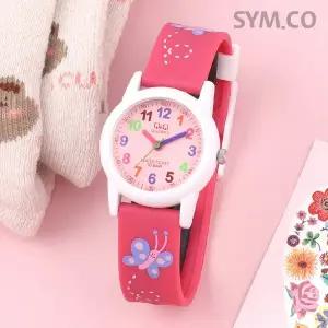 [큐앤큐] VR99J-002Y 학습에 좋은 버터플라이 캐릭터 어린이 아동 우레탄시계 d