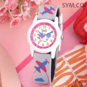 [큐앤큐] V22A-021VY 학습에 좋은 열기구 캐릭터 어린이 아동 우레탄시계 d