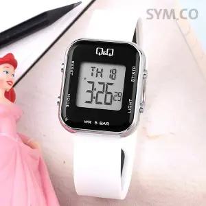 [큐앤큐] M207J-005Y 사각 스퀘어 디지털 화이트 어린이 방수 아동 우레탄시계 d