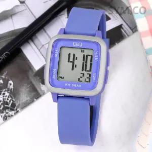 [큐앤큐] G02A-008VY 사각 스퀘어 디지털 실버바이올렛 어린이 방수 아동 우레탄시계 d