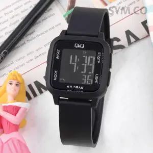 [큐앤큐] G02A-002VY 사각 스퀘어 디지털 올블랙 어린이 방수 아동 우레탄시계 d