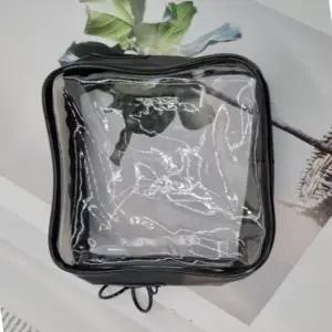 [룽스]PVC 투명 방수 파우치 미니가방 소형 블랙