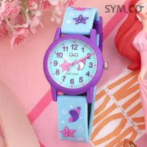 [큐앤큐] V23A-020VY 학습에 좋은 바다친구 캐릭터 어린이 아동 우레탄시계 d