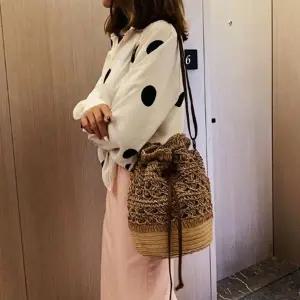 [룽스]복조리 가방 캐주얼 밀짚 버킷백 크로스