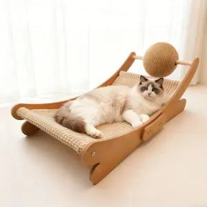 고양이 긁는 의자 해먹을 위한 무아스피프 사이잘 침대 실내 장난감 공이 달린 대형 포스트 라운지 패드