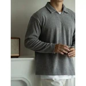 니트 캐주얼 가을 남사친 상의 기모 스포츠 하이넥 집업 솔리드 반 트렌디 DUCHI3