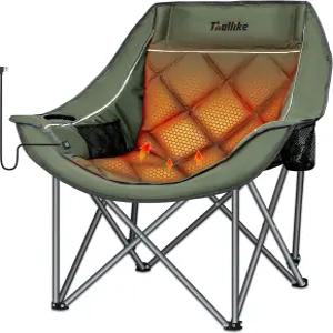 온열 오버사이즈 캠핑 의자 3단 컵 홀더 측면 포켓 및 야외 스포츠 피크닉 잔디를 위한 휴대용 접이식 패딩