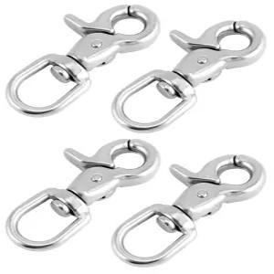 QWORK 회전 트리거 스냅 훅 4팩 2.56인치 마린 등급 스테인리스 스틸 316 클립 후크 130파운드 용량 케이지