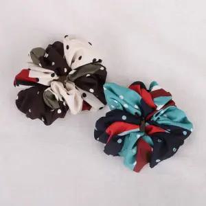 시후주얼리 멀티컬러 도트 헤어슈슈 헤어 스크런치 아이보리 민트