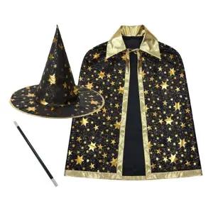[셀러에이드]JL매직 별무늬 망토+모자+지팡이 마법사 의상 세트 할로윈