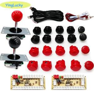 아케이드 2 플레이어 제로 지연 키트 Mando Usb 인코더-Pc Rasberry Pi SANWA 푸시 버튼 조이스틱 캐비닛