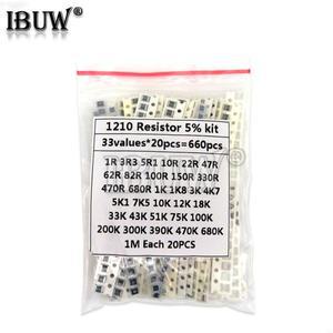 1210 SMD 저항기 키트 모듬 1ohm-1M ohm hjxrhgal 5% 33valuesX 20PCS  660PCS DIY