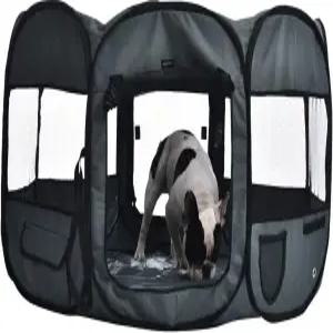 아마존 베이직 휴대용 소프트 펫독 팔각형 여행용 플레이펜 대형(45 x 45 24 인치) 그레이