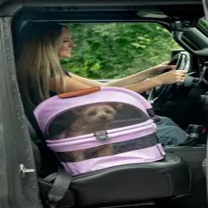 반려동물 기어 노집 뷰 360 울트라 라이트 안전 캐리어 및 소형견 고양이용 카시트 푸시 버튼 입력 15인치