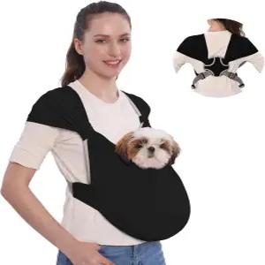작은 반려동물을 위한 수페트 개 슬링 캐리어 핸즈프리 고양이 뒷목 감소 항불안 강아지 앞 조절 가능한