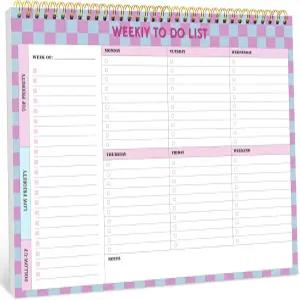 52장의 날짜가 없는 시트가 있는 Taja Weekly To List 메모장 ( 8.5 ×11 ) - 여성 및 남성 직장 가정을