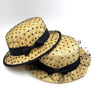 고퀄리티   봄 가을 귀여운모자 밀짚모자 유아 준캡 아동 어린이 자외선차단 시스루도트 여름