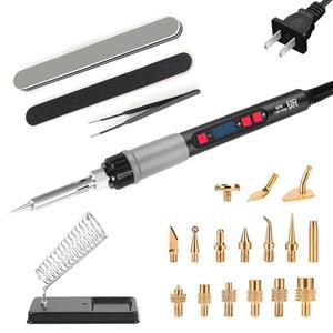 3D 프린터 스무딩 도구 키트, 80W 히트 세트 인서트 공구 LCD 디스플레이 디지털 납땜 다리미, 황동 너트 키트 및 팁 - 스프링 부품 액세서리