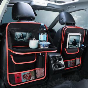 터치스크린 태블릿 홀더, 킥 매트, 뒷좌석 보호대(블랙 & 레드)가 포함된 투메코스 2팩 카시트 백 오거나이저 및 보관함