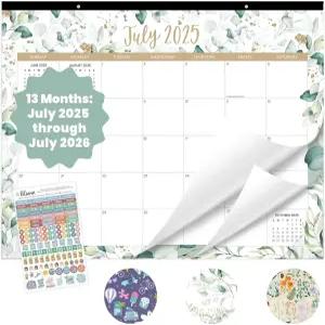 블룸 데일리 플래너 데스크 캘린더 2025-2026 - 학년도 대형 월 캘린더(2025년 7월 2026년 7월) 21인치 x