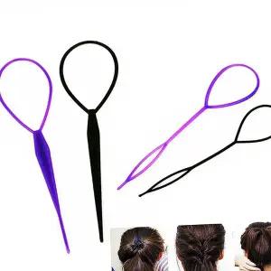 보라색 머리 묶고 빼는 기구 올림머리 고정 도구 밴드