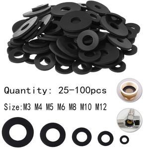 검정 고무 플라스틱 평 와셔 스페이서 링 키트 M3 M4 M5 M6 M8 M10 M12 절연 가스켓 나사 볼트 너트 DIY 세