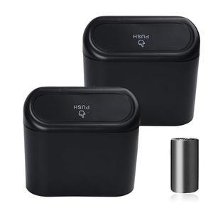 미니 자동차 쓰레기통 2팩, 앞좌석 뒷좌석 액세서리를 위한 뚜껑이 있는 (2개)