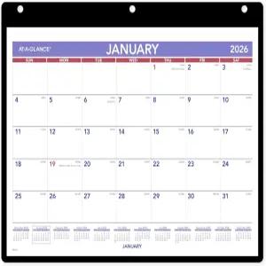AT-A-GLANCE 2026 벽 및 책상 달력 11인치 x 8인치 작고 투명한 커버 비닐 홀더(SK80026)