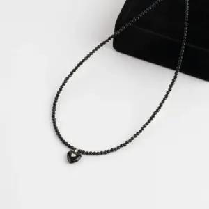 [신상오픈런]하트목걸이 비비드 길이조절 실버 블랙비즈 (29987620)