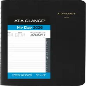 AT-A-GLANCE 2026 예약 북 플래너 데일리 5인치 x 8인치 스몰 하프타임 블랙 (702070526)