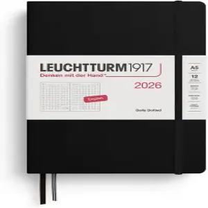 LEUCHTTURM1917 - 데일리 플래너 2026 하드커버 미디엄(A5) 점선 블랙(2026년 1월 1일 12월 31일)