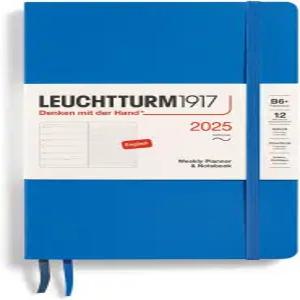 LEUCHTTURM1917 - 주간 플래너 및 노트북 2025 소프트커버 페이퍼백(B6+) 스카이(2025년 1월 1일 12월