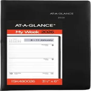 AT-A-GLANCE 2026 플래너 주간 3-1/2인치 x 6인치 포켓 사이즈 오픈 스케줄링 데이마인드 블랙(SK480026)