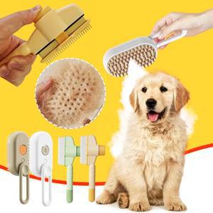 반려동물 브러쉬 세트 3-in-1 마사지 강아지 스팀 스프레이 엉킨 털과 빠진 털 제거 고양이 그루밍 빗