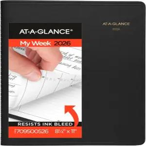 AT-A-GLANCE 2026 예약 북 플래너 주간 8-1/4인치 x 11인치 대형 블랙 (709500526)