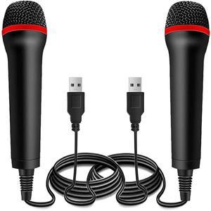 Drimoor 2Pack 13피트 유선 USB 마이크: 록 밴드, 기타 히어로, 렛츠 싱 - PS2, PS3, PS4, PS5, 스위치, Wii, Wii U, Microsoft Xbox 360, One 및 PC와 호환됩니다