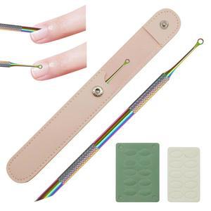 컬러 티타늄 원형 베벨 삽 더블 리무버 푸셔 디자인 도구 네일 매니 및 가정용에