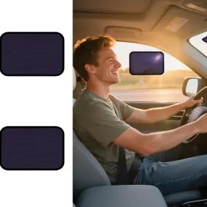 측면 및 윈드실드용 XCBYT 사각형 자동차 창문 차양 - 2팩 정적 접착 운전석 내구성 있는 메쉬 어두운 PVC