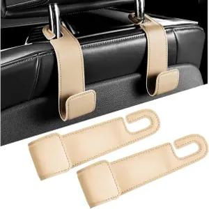 KHGUZ 2PCS 카시트 헤드레스트 후크 지갑 가방 코트 걸이용 가죽 차량 시트백 정리용 행거 오토 수납