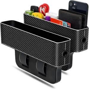 지아 카시트 갭 필러 다기능 정리함 휴대폰 열쇠 카드 데이터 케이블 유니버설 핏 카 SUV 트럭 보관용 2팩