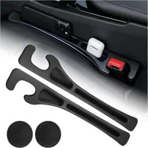 컵 홀더용 2-in-1 카시트 갭 필러 정리기 및 카 코스터 세트 보관 슬롯이 있는 신차 플러그 트럭 SUV용