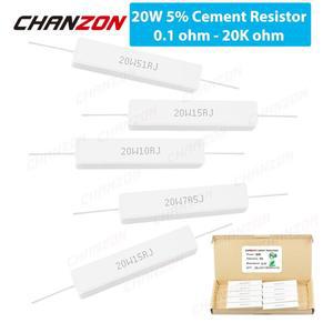 5% 시멘트 권선 저항기 유도 고정 와이어 세라믹 저항 0.33 0.1 - 20K Ohm 20W 1 2.5 10 15 2R2 개