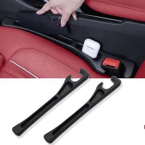 스메야 카시트 갭 정리함 안전벨트 구멍이 있는 시트 충전재 SUV/트럭/픽업용 유니버설 핏(블랙 2팩)