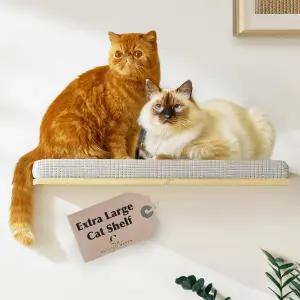 초대형 23.6 x12.6 칼리코 헤이븐 - 쿠션이 있는 스타일리시한 고양이 벽 선반 모던한 벽걸이 나무 가구