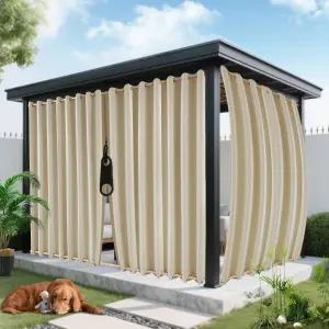 파티오 방수용 ROFASVCO 야외 커튼 지퍼 디자인 2 패널 프라이버시 내후성 암막 상단 및 하단 그롬트 외부