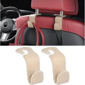 Zpana 자동차 헤드레스트 후크 2PCS 가죽 U자형 차량 지갑 보관용 걸이 홀더 시트 등받이 보관 정리함
